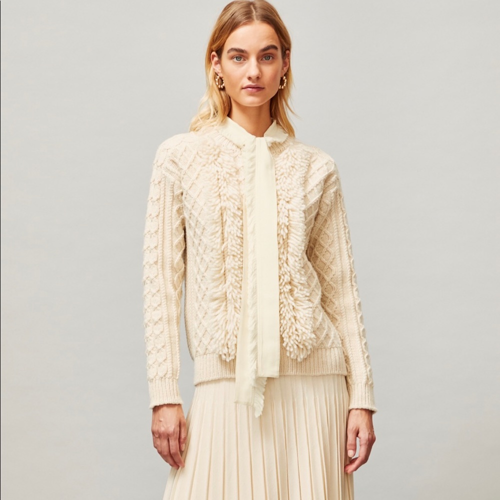 NWT Tory Sport Fringe Sweater